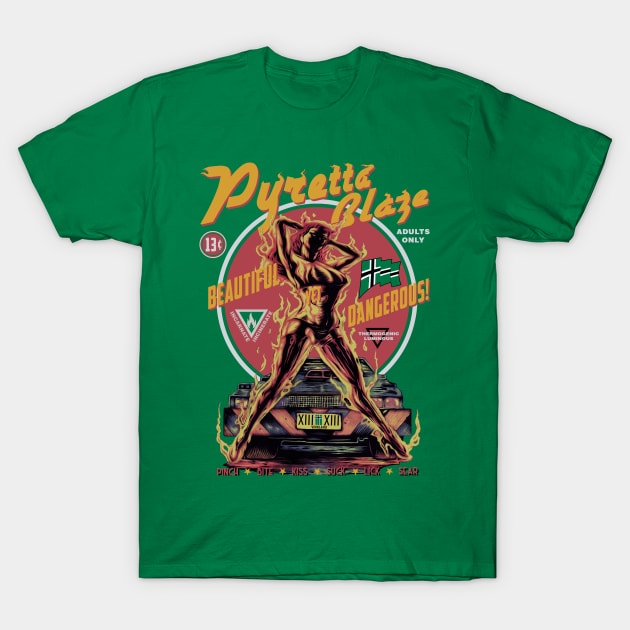 "PYRETTA BLAZE" GREEN T-Shirt by joeyjamesartworx